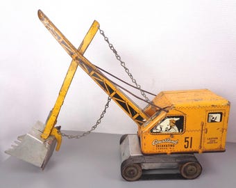Vintage Tin Litho Courtland Excavator Toy, Vintage Walt Reach Courtland Excavating Toy, Camden NJ