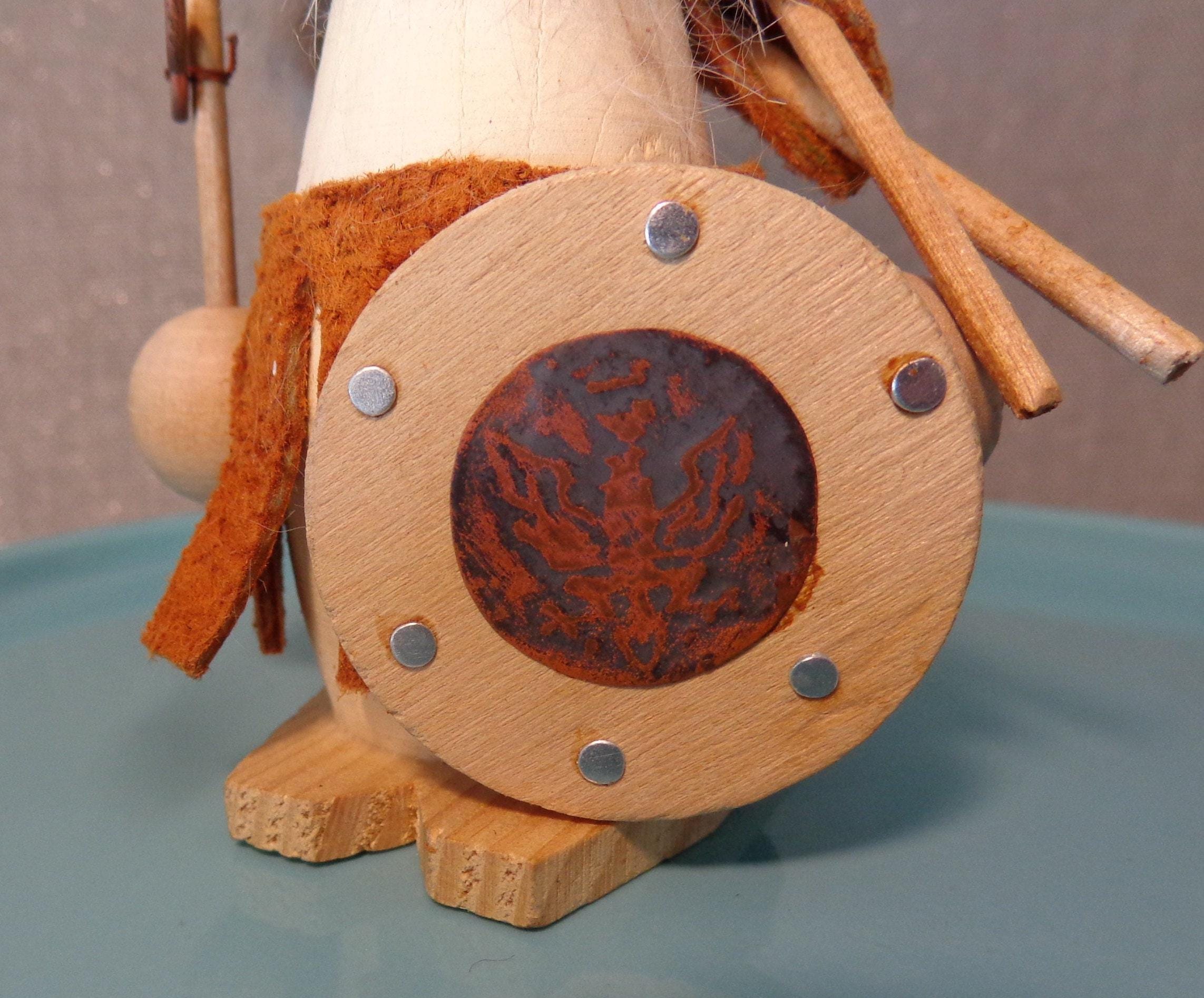 Vintage Danish Modern Wooden Viking Figurine, Vintage MCM Swedish