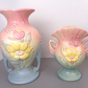 Vintage Hull Pottery Large and Small Magnolia Vases, Hull Art Pottery Vases, Set of 2
