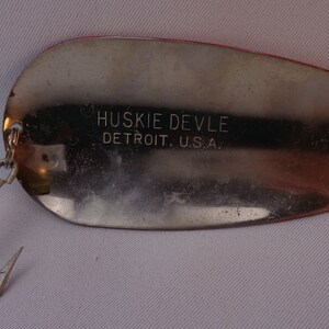 Vintage Eppinger Huskie Devle Fishing Lure, Vintage Lou Eppinger Large Devle 316 Lure, 5.5 Lure, Original box image 10