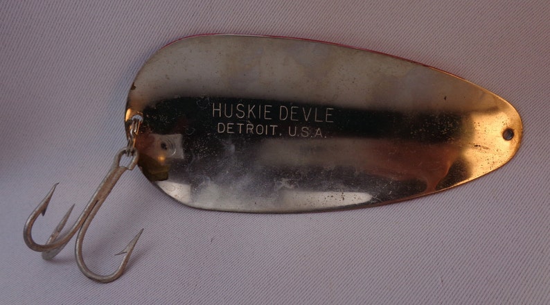 Vintage Eppinger Huskie Devle Fishing Lure, Vintage Lou Eppinger Large Devle 316 Lure, 5.5 Lure, Original box image 10