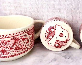 Vintage Royal Ironstone "Memory Lane" Gräddkanna, Salt och Peppar, Set om 3