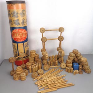 Vintage Deluxe TinkerToy Windlass Drive Set 96175, The Toy Tinkers, by Evanston, Il, USA