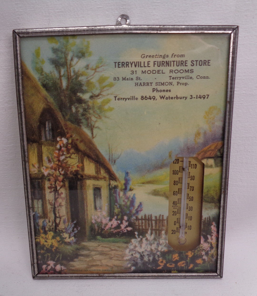 Vintage 1939 Advertising Wall Thermometer, Vintage Furniture Store