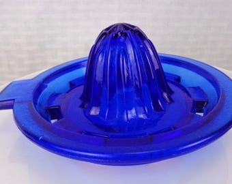 Vintage Cobalt Blue Juicer, Anchor Hocking Glass Juicer
