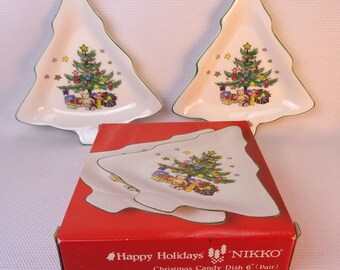 Nikko Japan Christmas Tree Shaped Small Candy Dish - Etsy