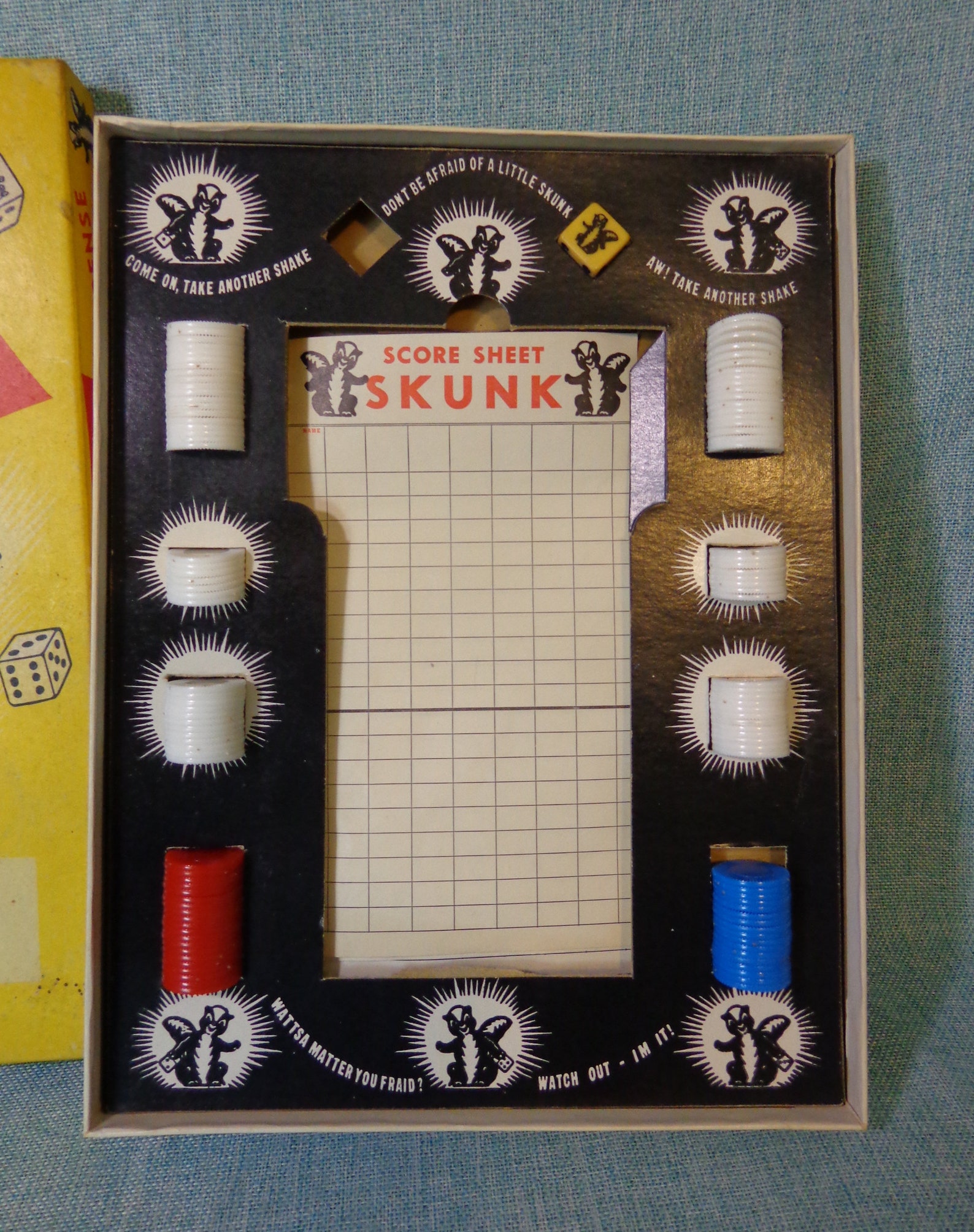 Vintage 1953 'Skunk' Dice Game Vintage Skunk Board | Etsy