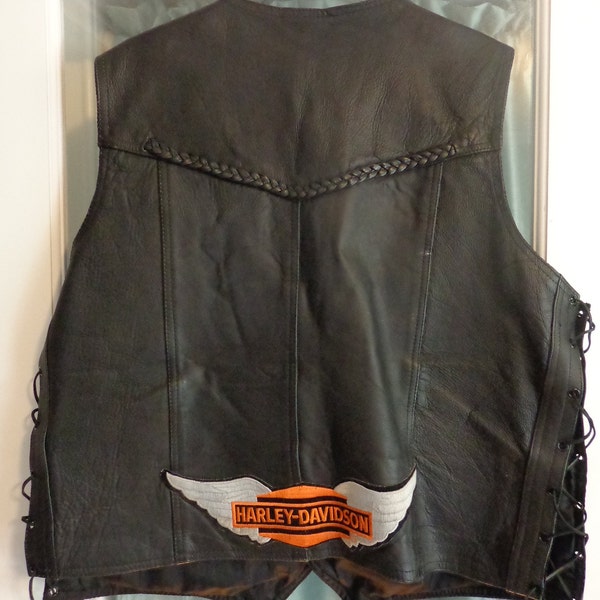 Harley Davidson Mens Leather Vest, Harley Leathers, Harley Davidson Riding Vest, size 52, 2XL-3XL, A1 Leather