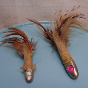Two 1.5 Oz Vintage Japanese Tuna Feather Steel Head Trolling Fishing Lures