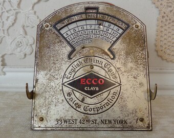 Vintage Metal Industrial Perpetual Calendar, English China Clays Sales Corporation, ECCO Clays, New York