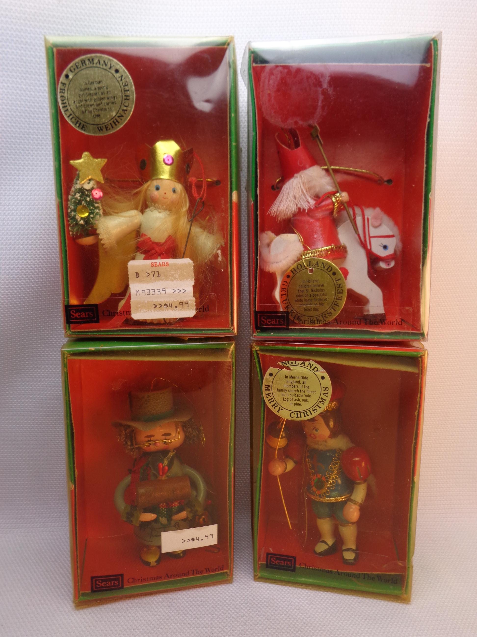 日本限定 Vintage Sears Ornaments Wooden World the Around Christmas 工芸品