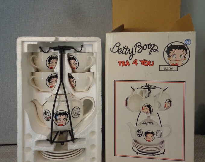Betty Boop Tea 4 You Tea Set, Betty Boop Teapot Set, Original Box and