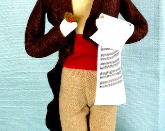 Vintage 1991 Byers Choice Man Caroler with Sheet Music,  Byers Caroler Man 22/100, Chalfont PA, USA