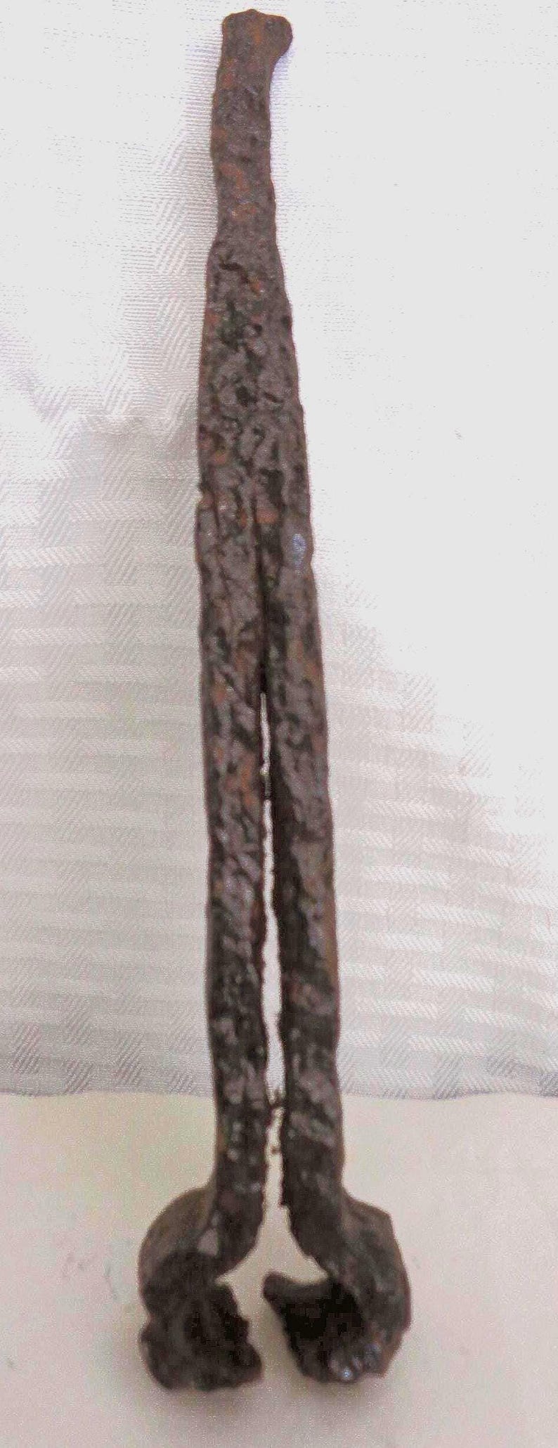 Antique Hand Forged Iron Tool, Primitive Forged Iron Railroad or Telegraph Pin image 1