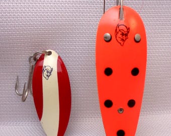 Vintage Eppinger Dardevle and Devle-Dog Spoon Fishing Lures, Vintage Fishing Spoon Lures, Set of 2