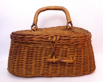 Vintage Small Fishing Creel, Vintage Small Split Willow Fishing Creel
