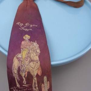 Vintage Silk Roy Rogers & Trigger Souvenir Tie, Vintage Boys Roy Rogers Tie