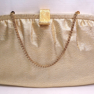 Vintage After Five Gold Lurex Purse, Vintage Gold Metallic After Five Evening Bag
