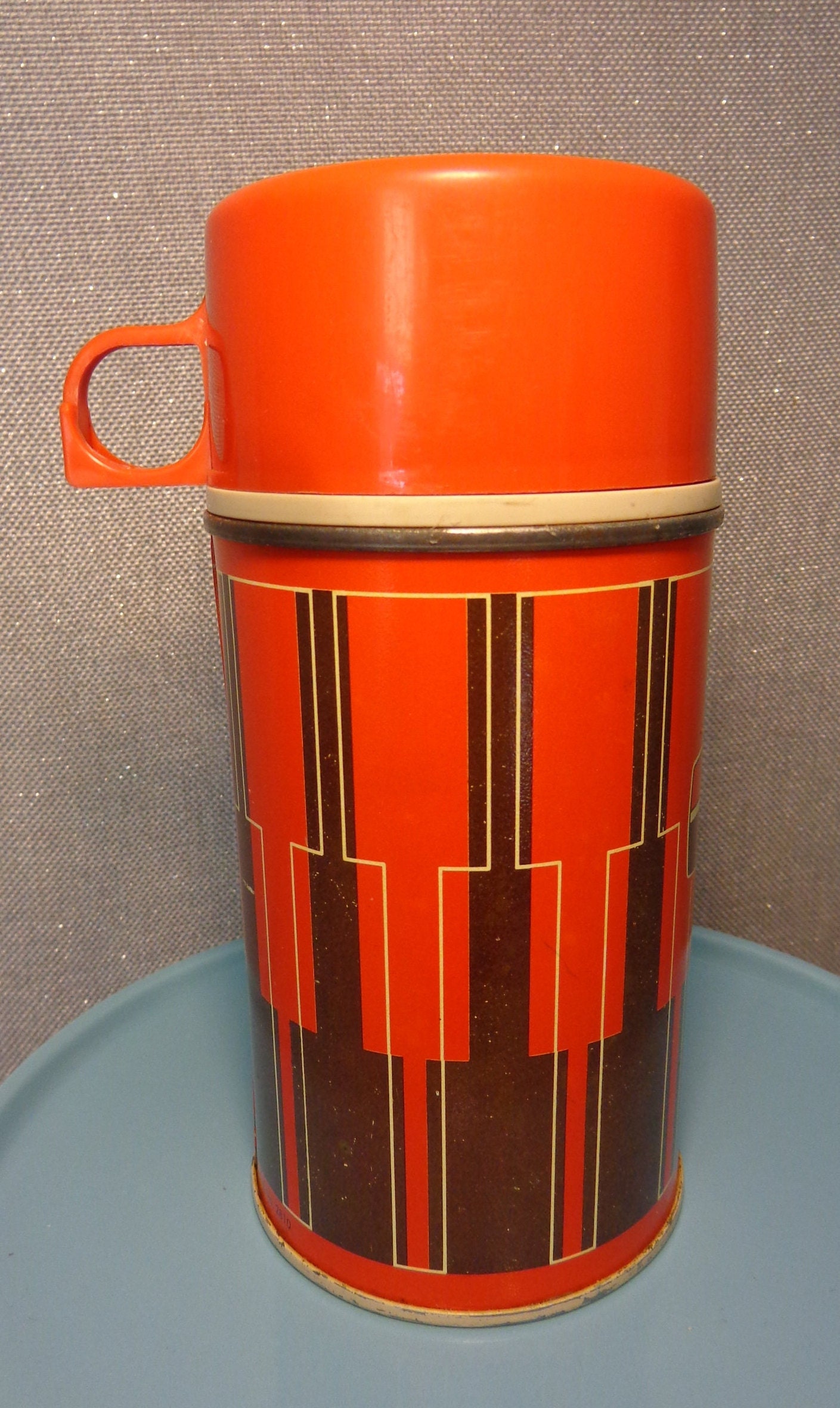 Vintage Red Plaid Thermos G-vg Condition No Cup