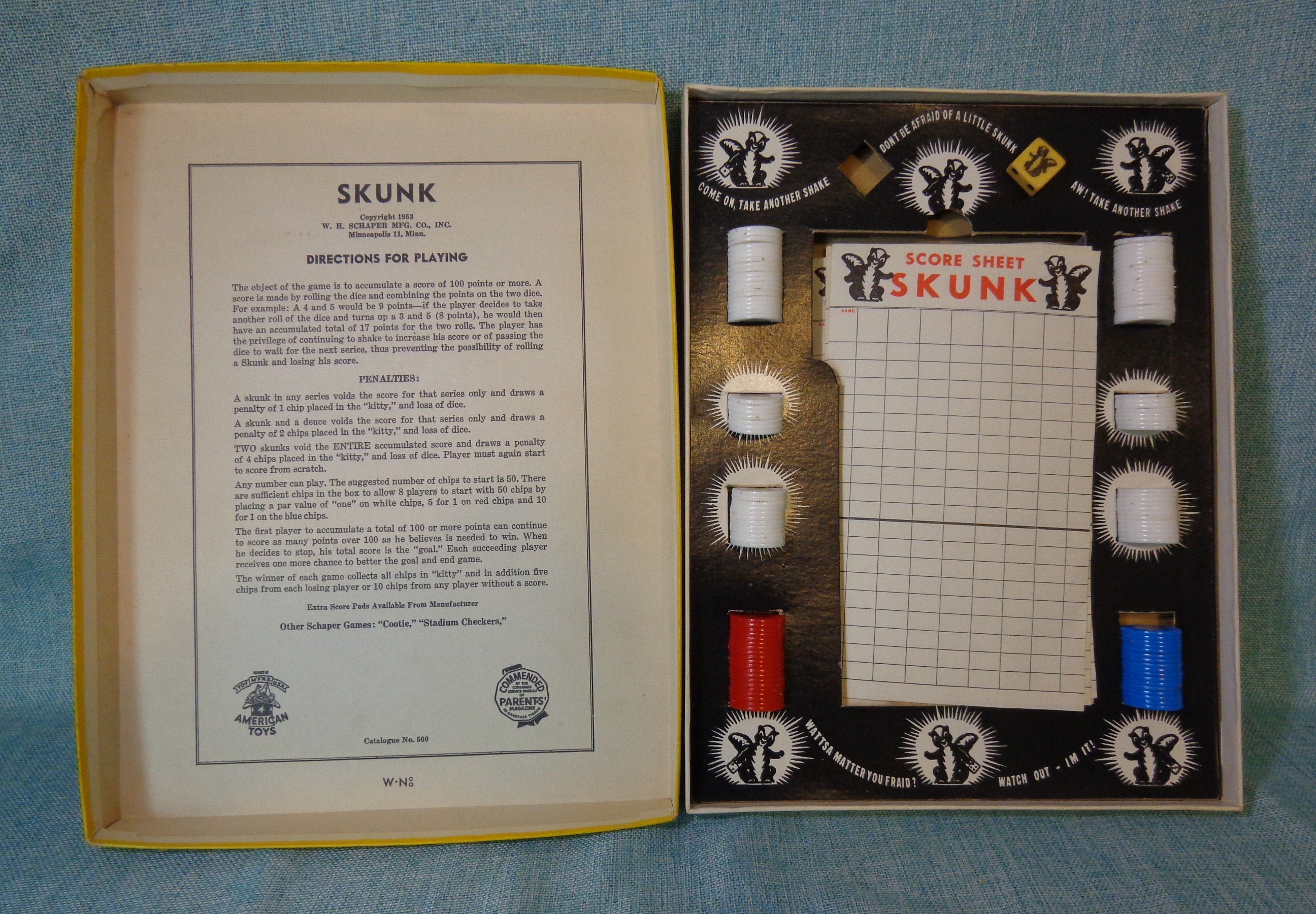 Vintage 1953 'Skunk' Dice Game Vintage Skunk Board Etsy