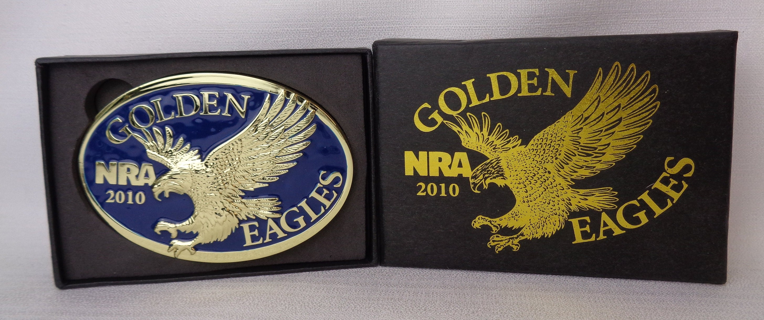 TimelessU Vintage NRA Golden Eagles Belt Buckle NRA Limited Edition Brass and Enamel Belt Buckle USA