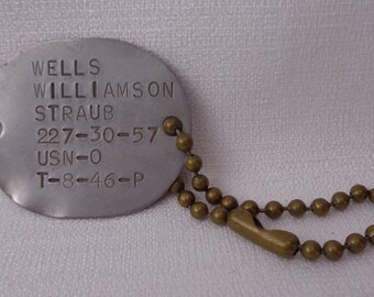 Vintage WWII US Navy Dog Tag, WWII Navy Dog Tag, Original not reproduction