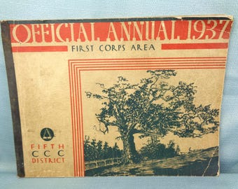 Vintage1937 Official Annual First Corps Area Book, Fifth CCC District, Civilian Conservation Corps, New London Connecticut