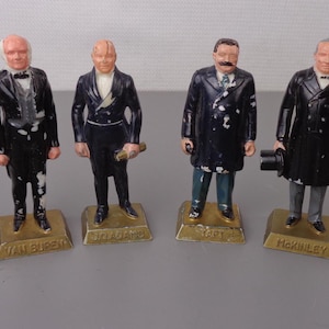 Vintage Marx Toys Miniature Presidents of the United States Figurines, Lot of 6 Marx Presidents