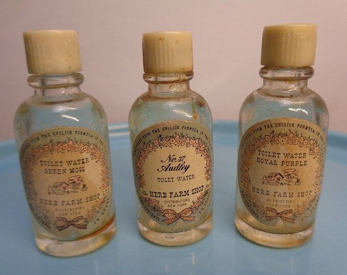 Vintage Mini the Herb Farm Shop Toilet Water Bottles, No 37 Audley