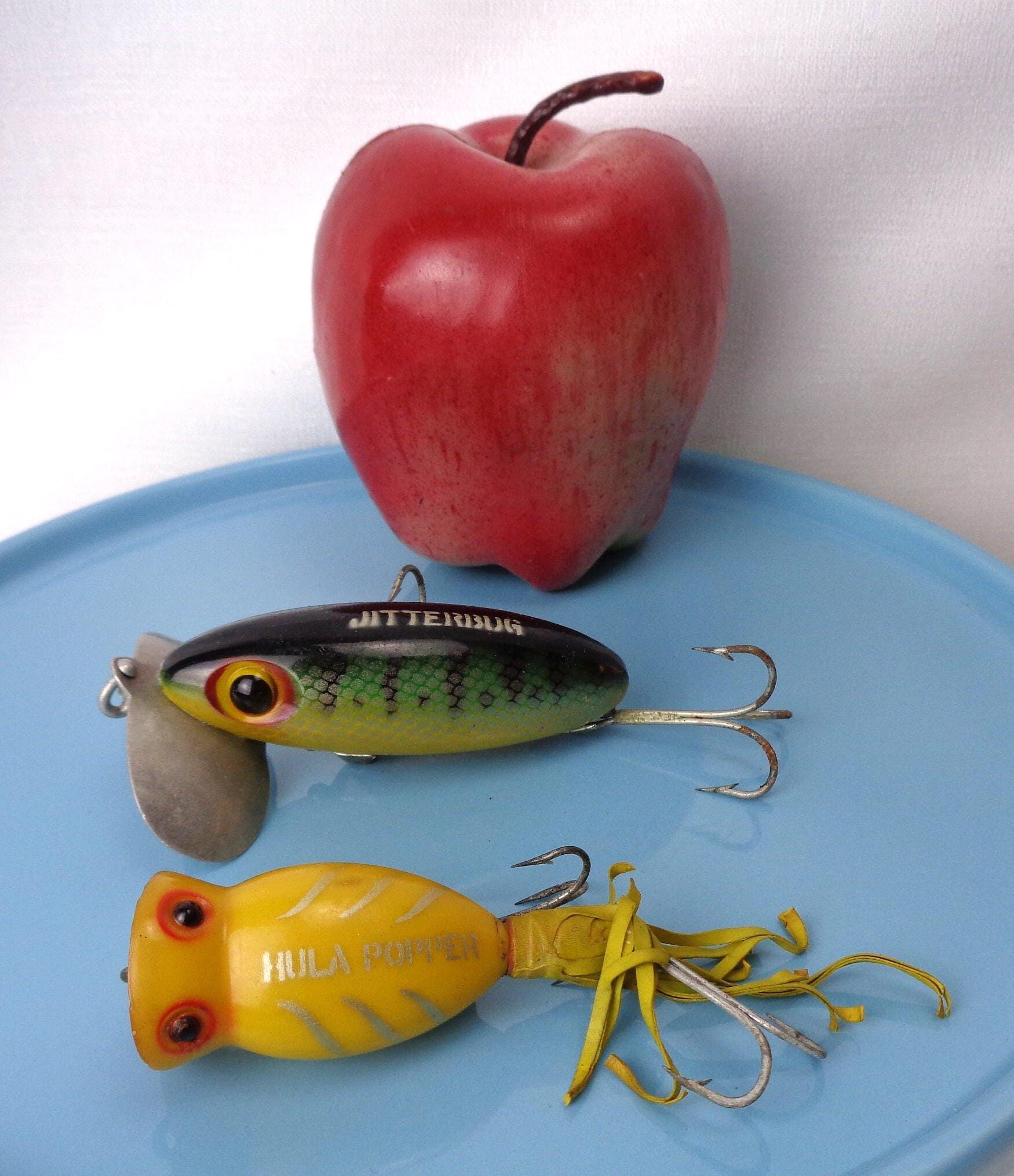 Leurres de pêche vintage Hula Popper rouge et noir
