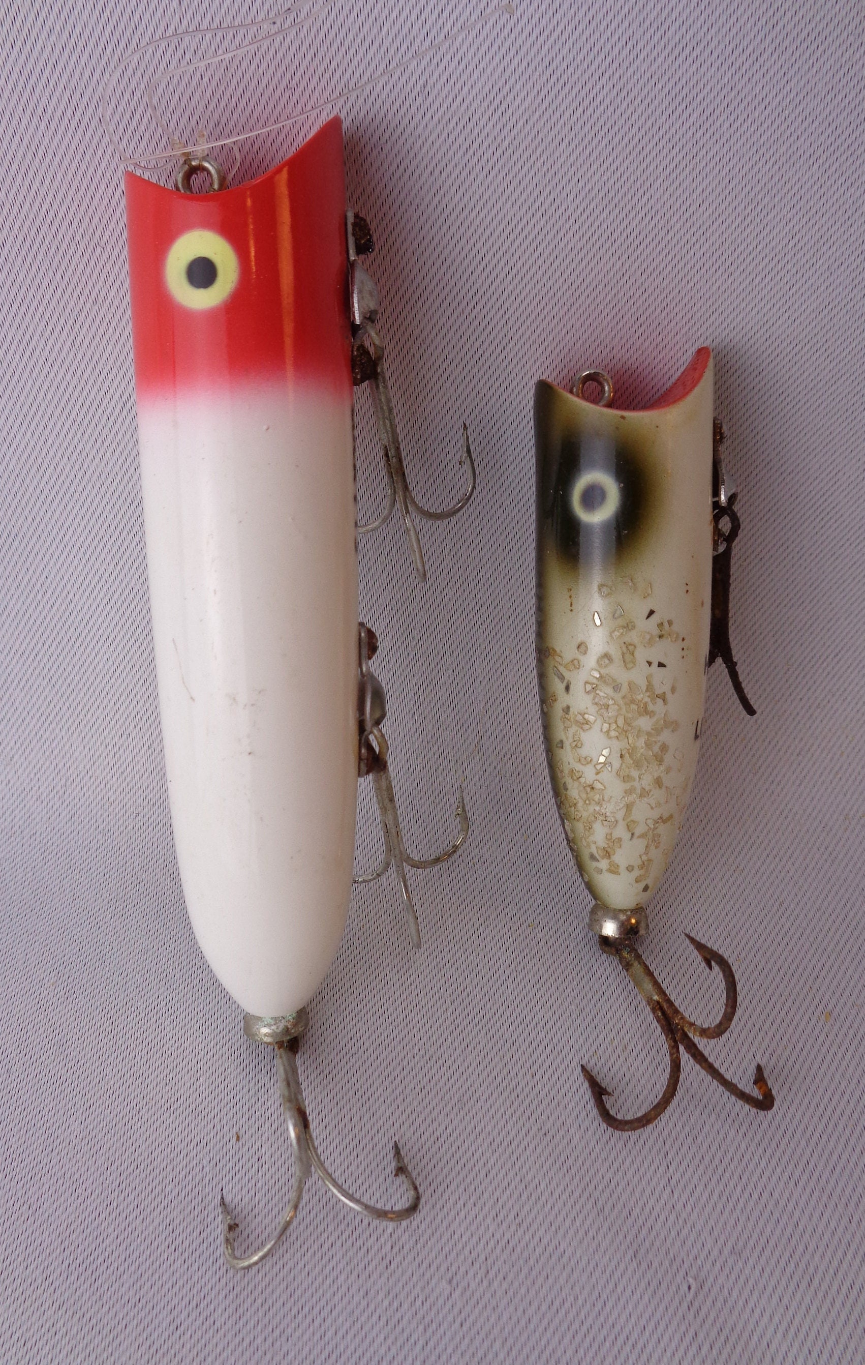 Vintage Heddon Lucky 13 and Heddon Baby Lucky 13 Lures, Fishing Lures, Set  of 2