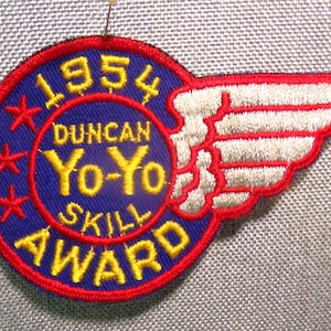 Vintage 1954 Duncan Yoyo Award Patch, Vintage Duncan Yoyo Skill Award Patch with Wing