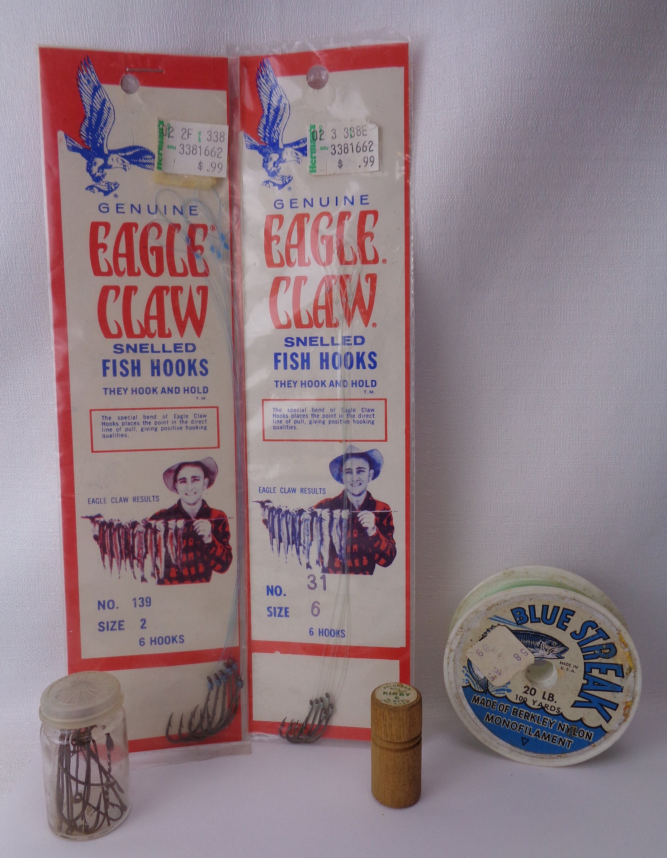 Vintage Fishing Eagle Claw Fish Hooks, Pflueger Bull Dog Kirby Hooks, Blue  Streak Fishing Monofilament, Vintage Fishing Supplies -  Canada