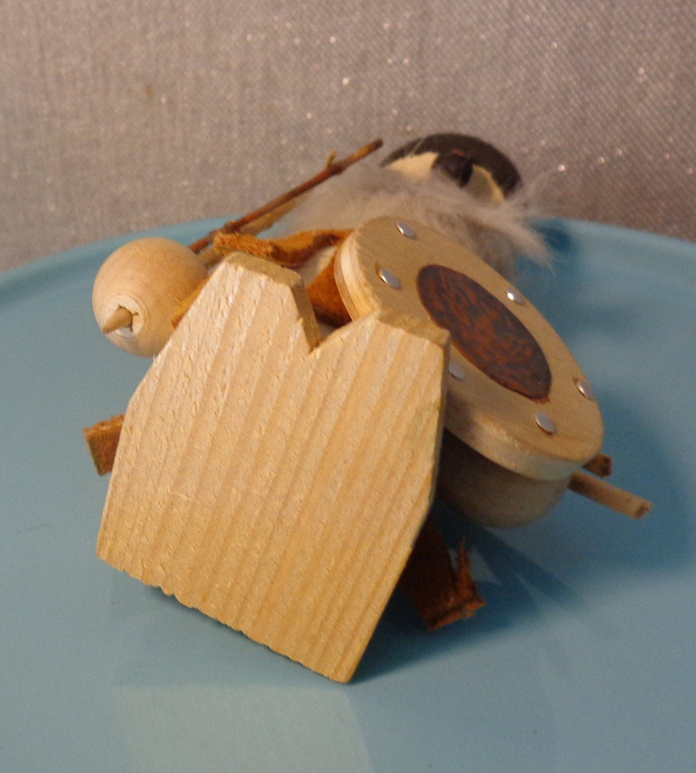 Vintage Danish Modern Wooden Viking Figurine, Vintage MCM Swedish