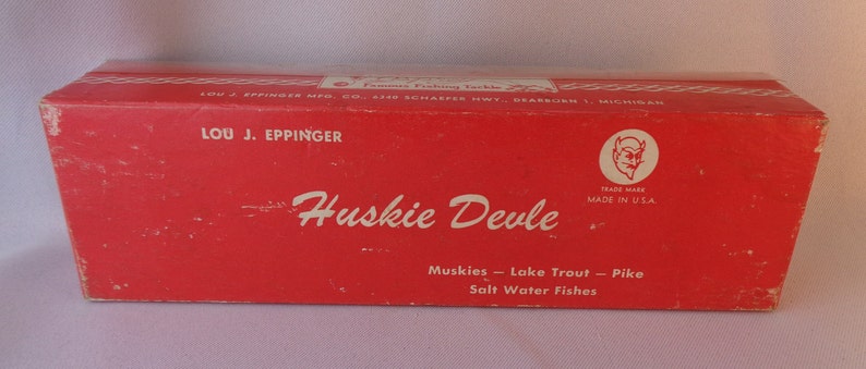 Vintage Eppinger Huskie Devle Fishing Lure, Vintage Lou Eppinger Large Devle 316 Lure, 5.5 Lure, Original box image 6