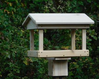 Cedar Large Fly Through Bird Feeder ,Post Mount  or Pole Mount Bird Feeder,Large Bird Feeder