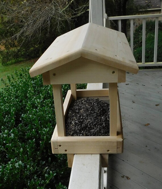 Cedar Deck Rail Bird Feeder With Roof Deck Rail Feeder Etsy