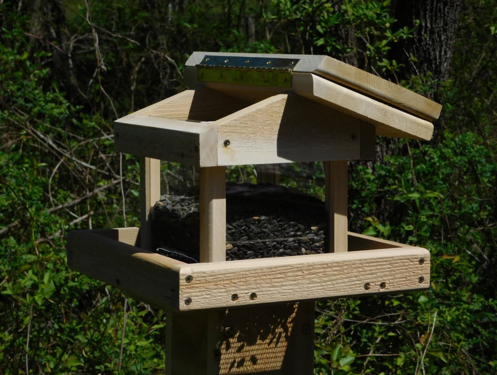 Post Mount Bird Feeder Cedar Four Sided Bird Feeder Large Etsy