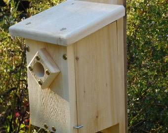 Blue Bird House,Cedar Slant Roof Bird House,Wood Bird House