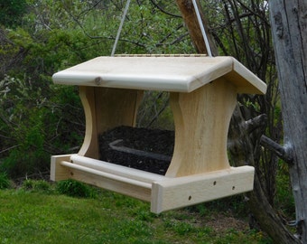 Large Cedar Bird Feeder: Hanging or Pole Mount