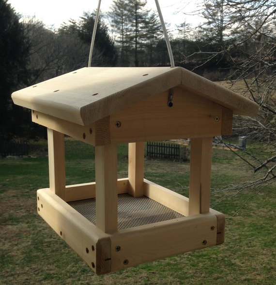 Small Cedar Fly Through Bird Feeder Hanging Bird Feedersmall Etsy
