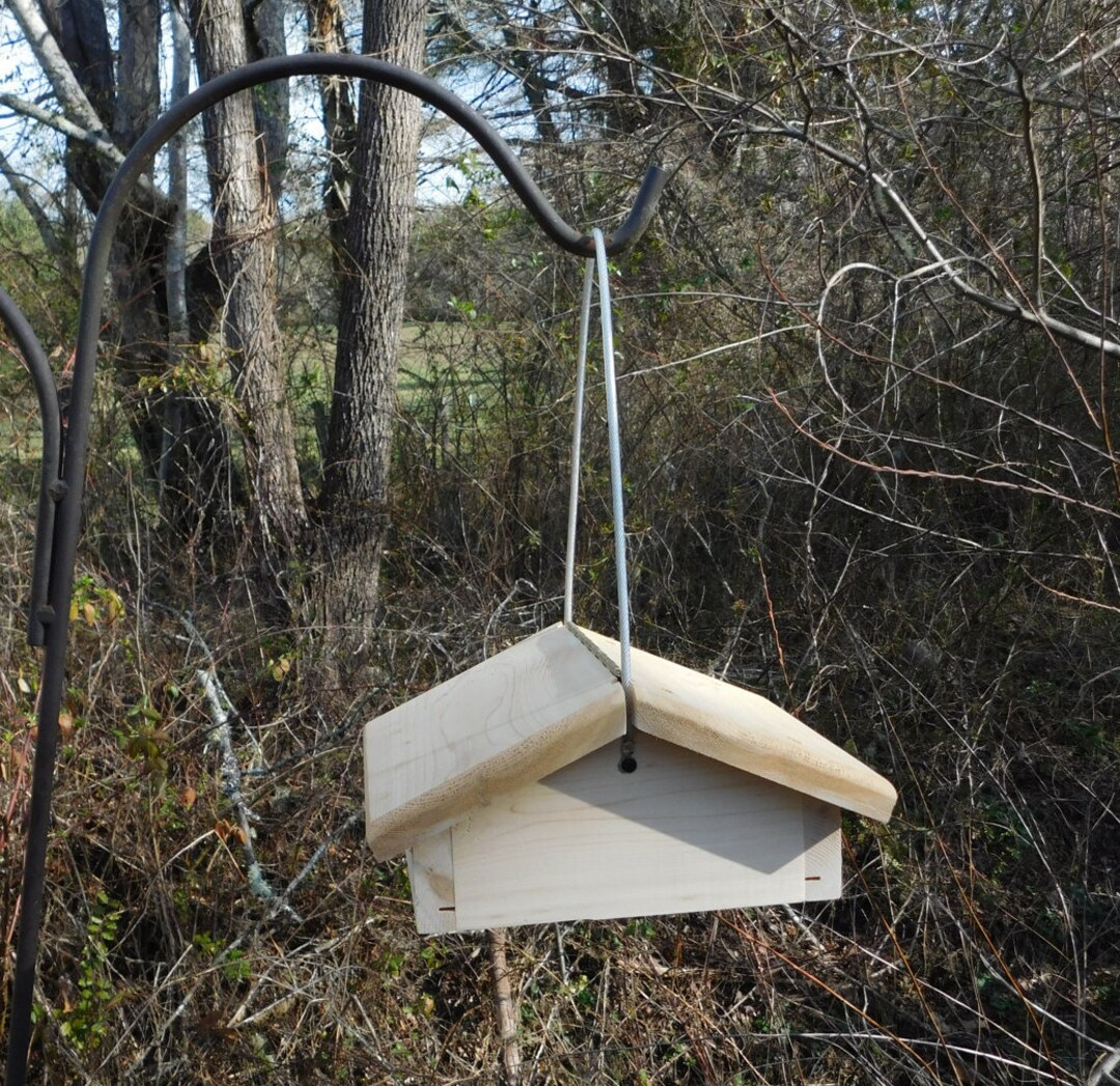 Upside Down Suet Bird Feeder, Cedar Bottom Feeder, Cable Hanging Suet