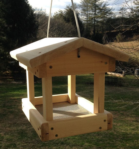 Small Cedar Fly Through Bird Feeder Hanging Bird Feedersmall Etsy