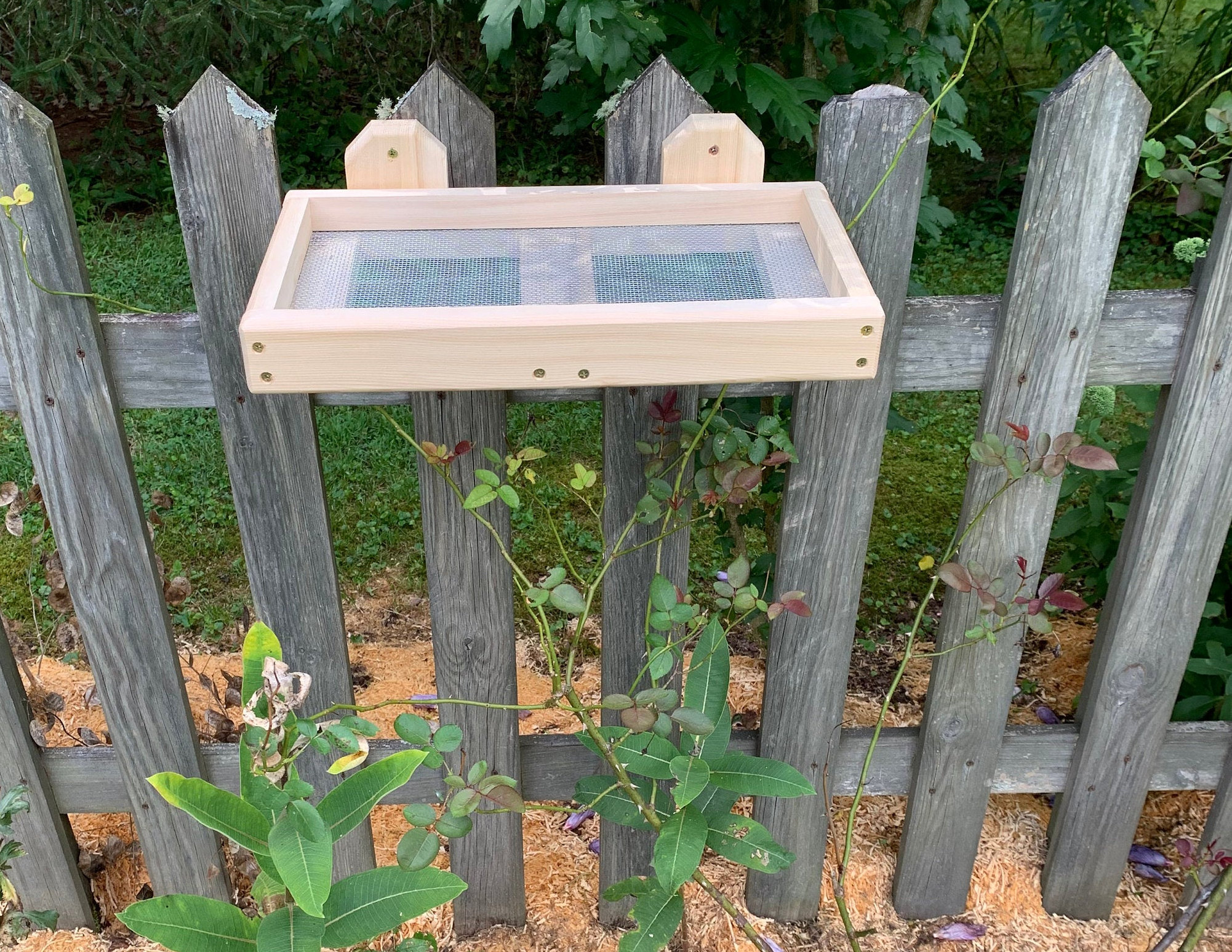 Fence / Wall Mount Bird Feeder Cedar Fence Mount Bird Feeder Etsy