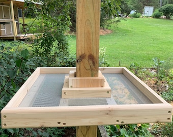 Cedar Post Mount Seed Tray: Large Bird Feeder Catcher