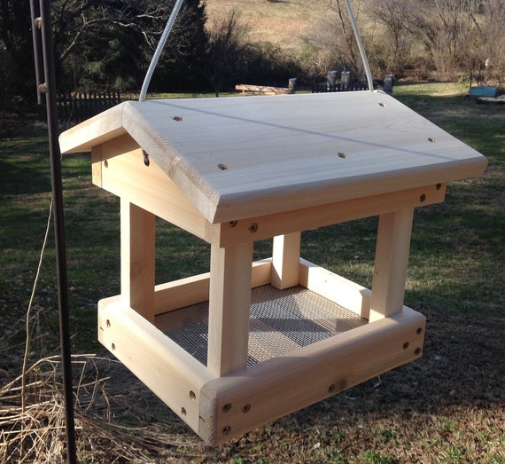 Small Cedar Fly Through Bird Feeder Hanging Bird Feedersmall Etsy