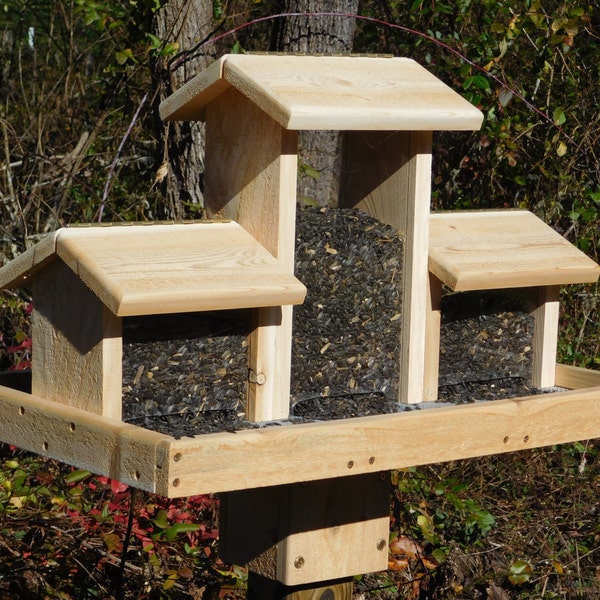 Cedar Bird Feeder, Triple Bird Feeder, Huge Bird Feeder, Large Cedar Bird Feeder, also with Suet Baskets