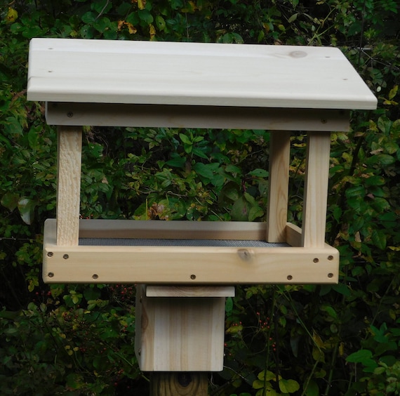 Cedar Large Fly Through Bird Feeder Post Mount Or Pole Mount Etsy
