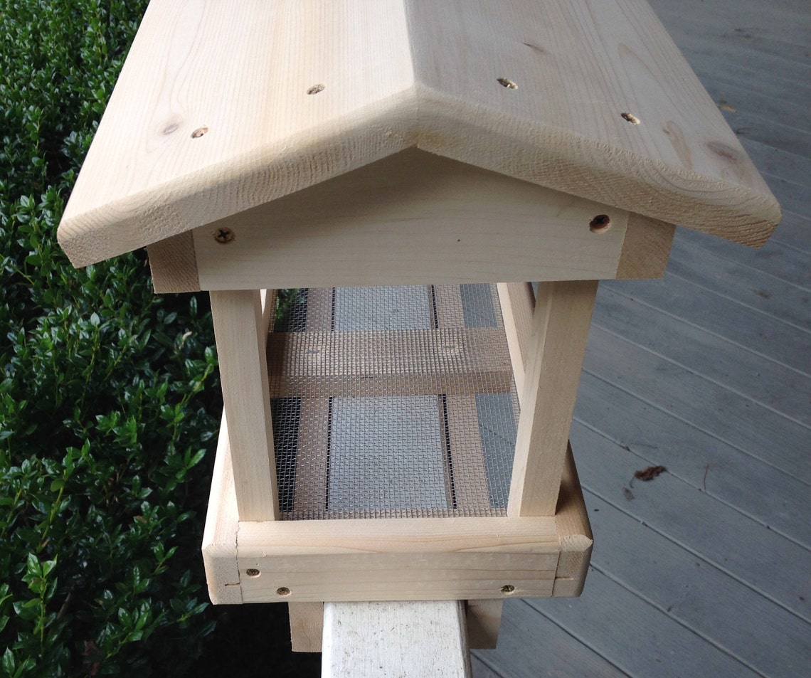 Cedar Deck Rail Bird Feeder with Roof Deck Rail Feeder Etsy