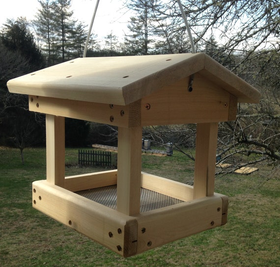 Small Cedar Fly Through Bird Feeder Hanging Bird Feedersmall Etsy